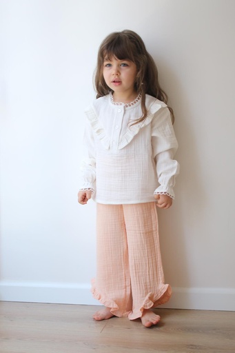[BG3515-03] white top & pants with design
