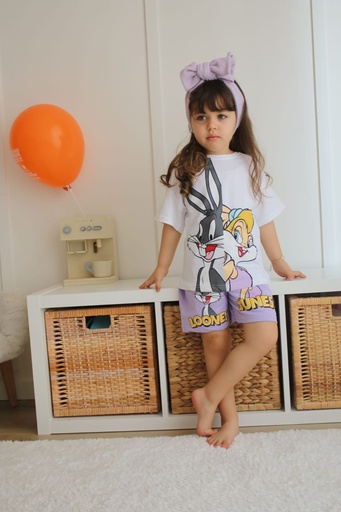 [BG3519-03] Lunny toons white short set